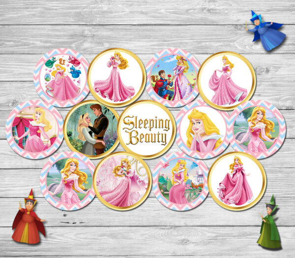 Disney Princess Aurora Cupcake toppers, Princess Aurora Cupcake toppers, Sleeping Beauty Cupcake toppers, Printable Party Favors