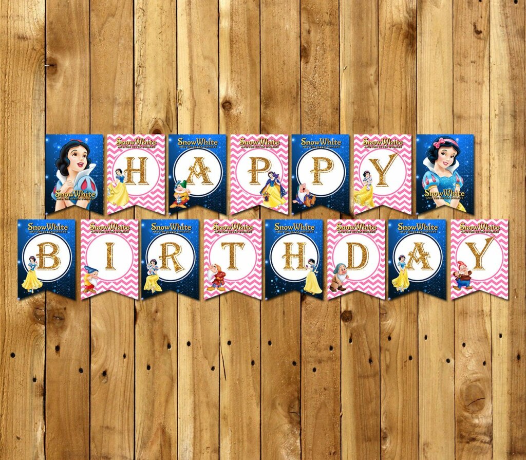 Princess Snow White Banner Birthday, Snow White Gift Banner party ...