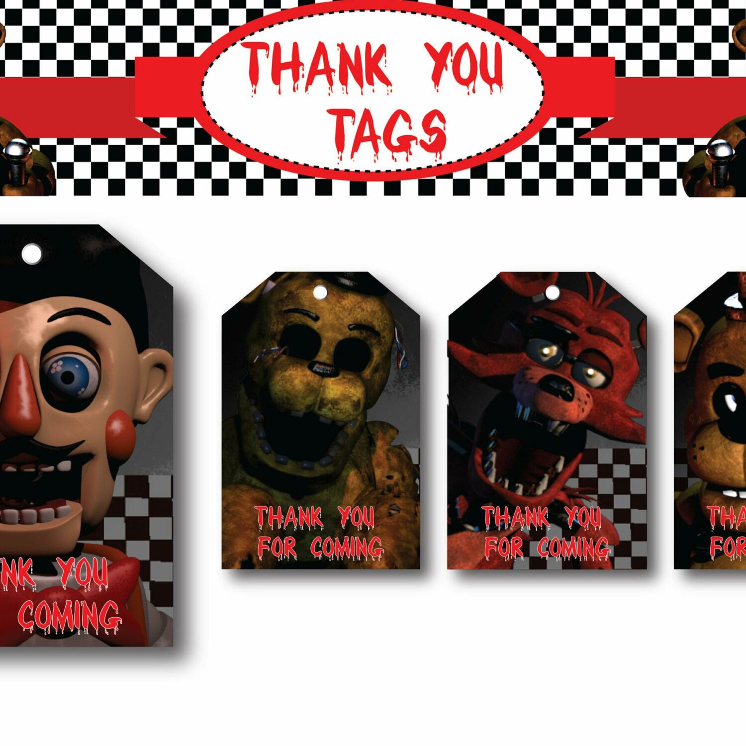 Five Nights at Freddy's Gift Tags, Five Nights at Freddy's Thank You Tags, Freddy's Birthday, Favor Tags Freddy's, Freddy's Tags