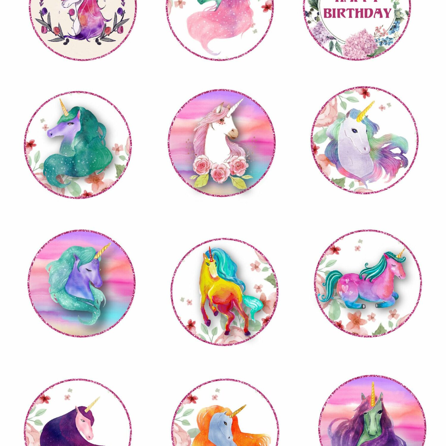unicorn printable cupcake topper unicorn party supplies unicorn cake topper unicornbirthday party instant download un cupcake 2 acv store