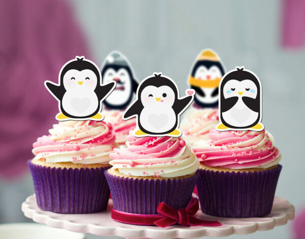 Penguin Cupcake Toppers, Penguin Printable Cupcake Topper, Penguin Party Supplies, Penguin Cake Topper, Penguin Birthday Party