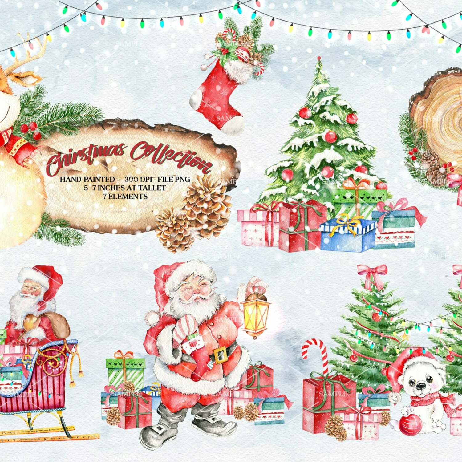 Christmas Clipart Collection, Christmas Clipart Collection, Collection Santa, Reindeer, Penguin, Snowman, Gift, Snowflake, Holiday Clipart | WCCC_04