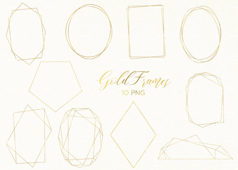 Gold Frame Clipart Golden Frames Png Geometric Polygon Wreath Clip